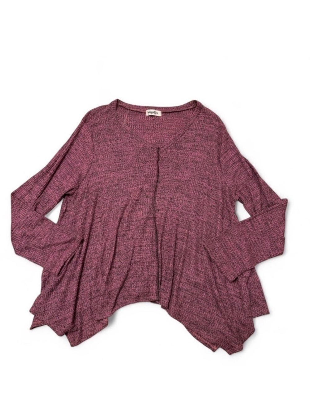 3/$20 Haptics Asymmetrical Ribbed Long Sleeve Blouse Top Womens Plus 3X Layering